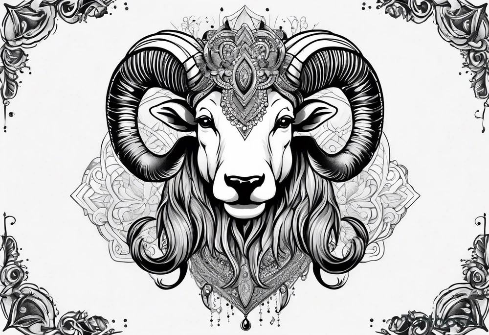 Aries zodiac with name Grace Elizabeth tattoo idea