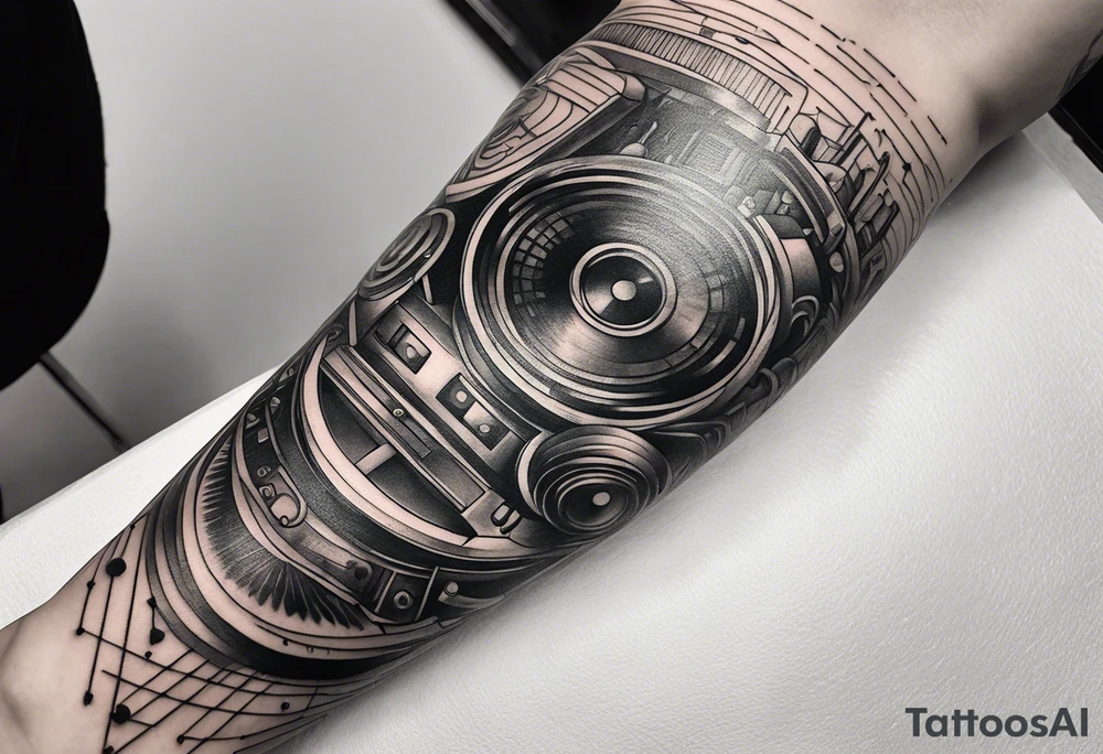 A forearm tattoo about electronic music tattoo idea