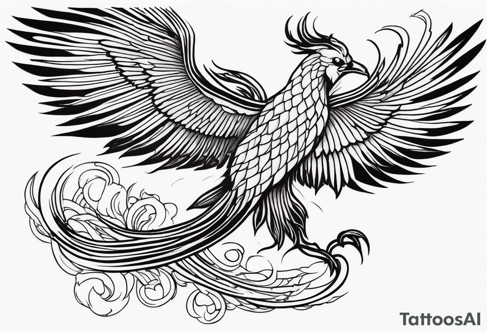 A Phoenix rising up as it's being stung by a scorpion tattoo idea