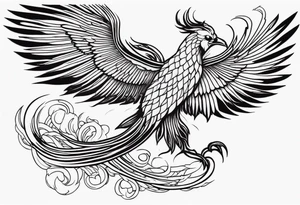 A Phoenix rising up as it's being stung by a scorpion tattoo idea