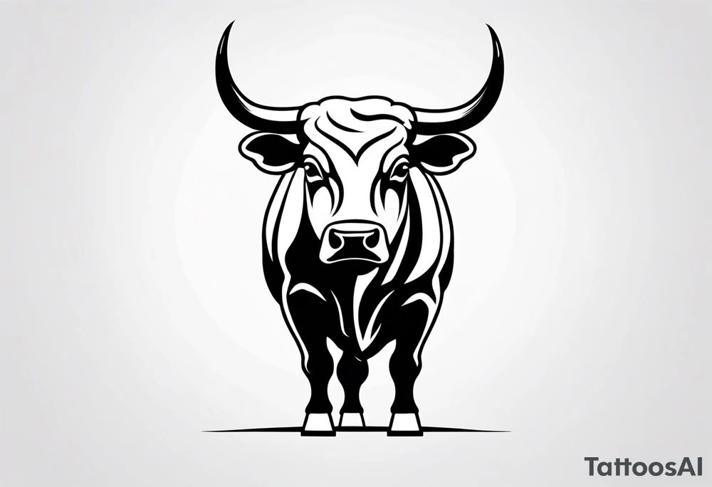 back of wallstreet bull with balls between legs tattoo idea