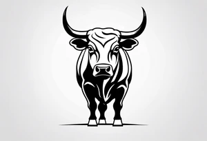 back of wallstreet bull with balls between legs tattoo idea