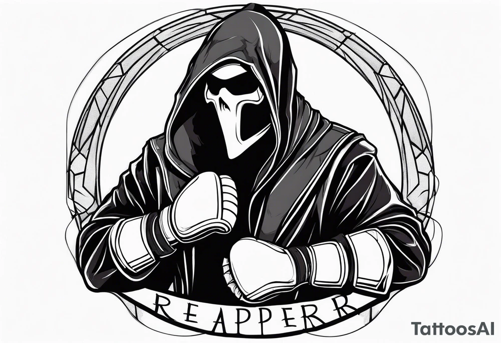 Reaper with boxing gloves tattoo idea