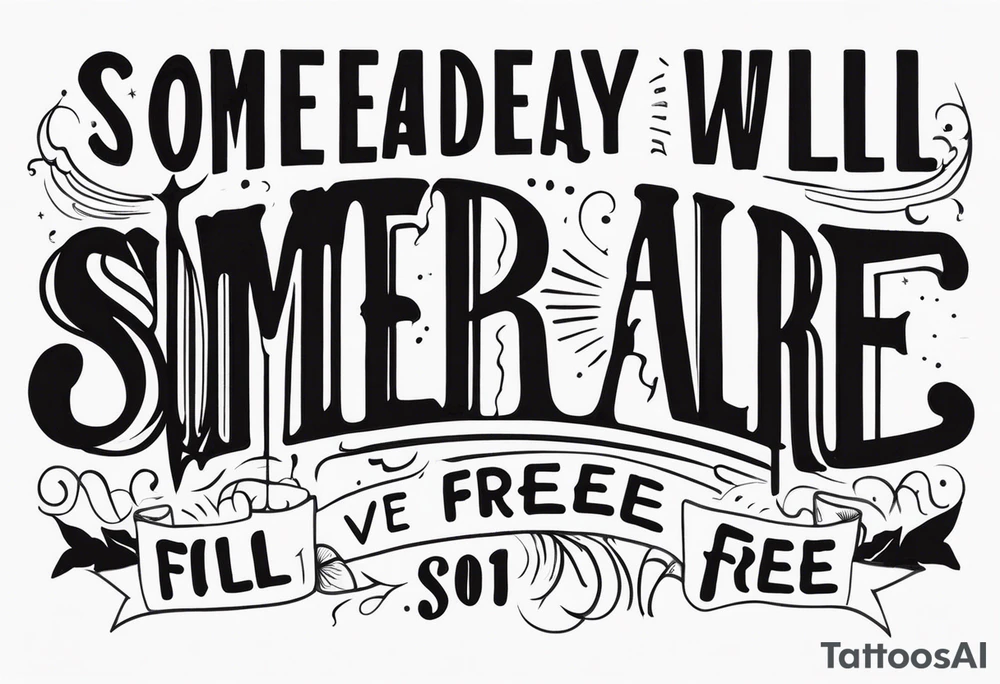 SOMEDAY WE WILL ALL BE FREE as a full sentence on one line tattoo idea