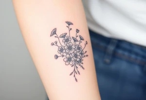 Wild flowers clustered together tattoo idea