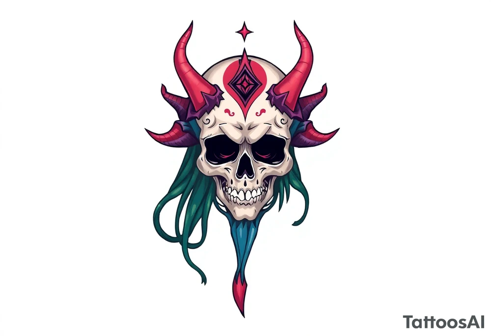mystical  bringer of death head tattoo idea
