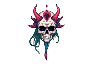 mystical  bringer of death head tattoo idea