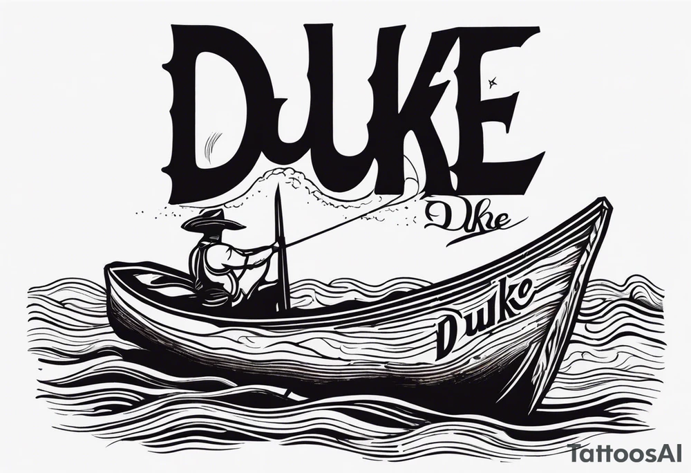 piece of driftwood underwater with duke written in the wood tattoo idea