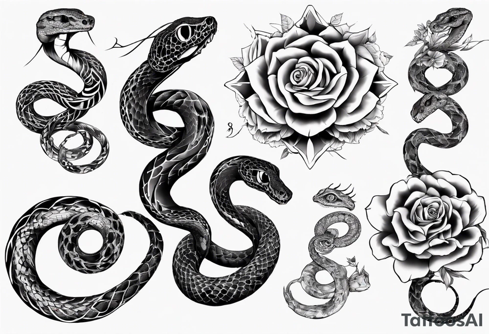 Floral Snake of nine eyes tattoo idea