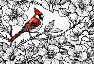 Aster flowers - sea rocket flowers with a cardinal around the words Dad tattoo idea