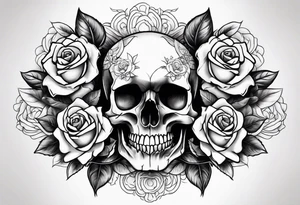 Upper arm skull and roses tattoo idea