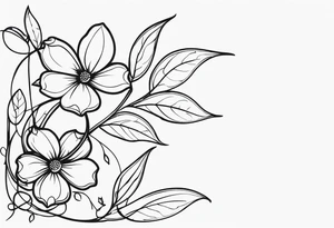 flowey vines with leaves with a lowkey pair of scissors for cutting hair tattoo idea