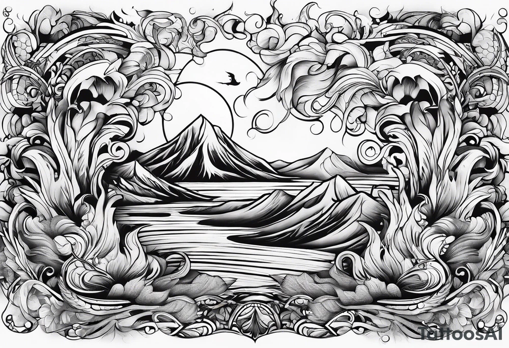 Water and flames tattoo idea