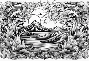 Water and flames tattoo idea