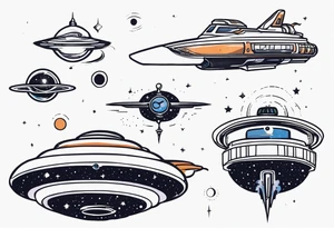 Time travelleling space ship light speed tattoo idea