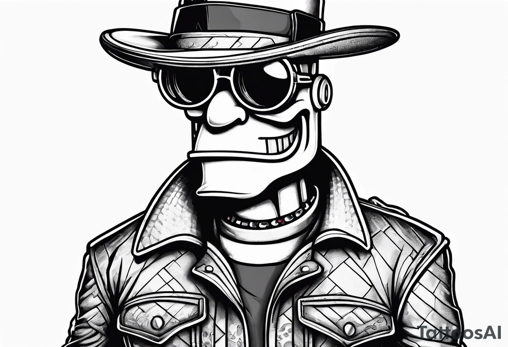 Bender from futurama with a pimp jacket tattoo idea