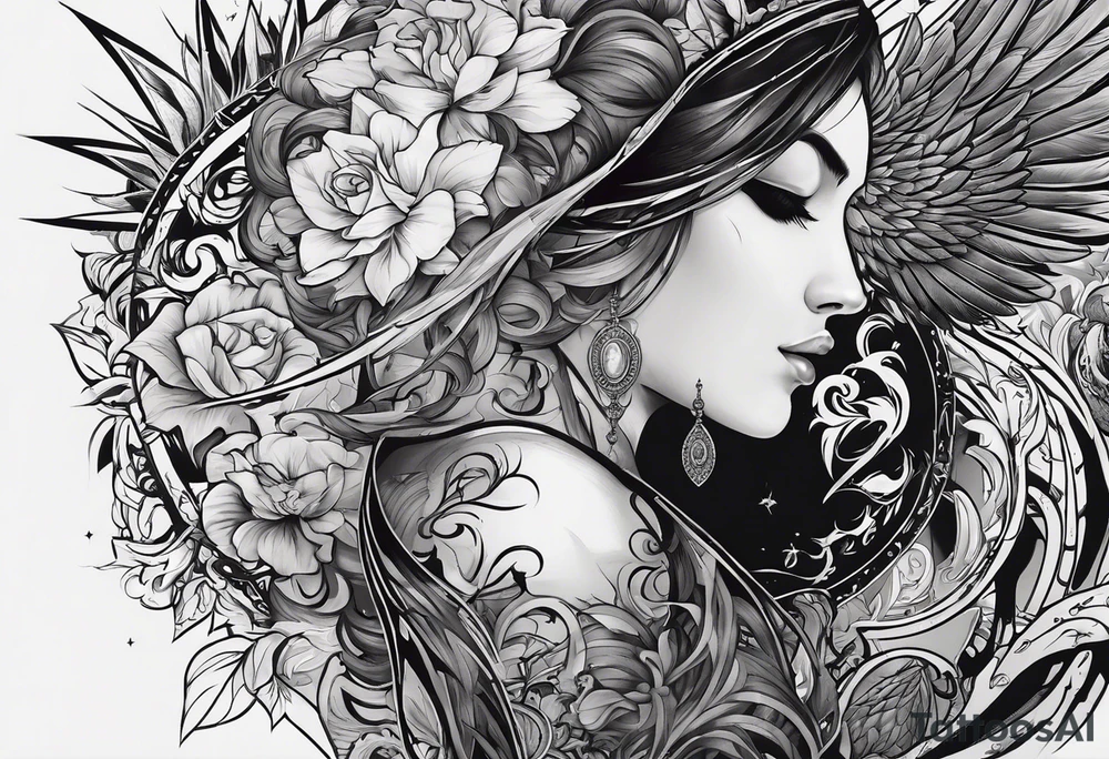 idea of pain for glory in life, discipline and catholic religion. Tattoo on the back tattoo idea
