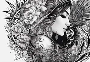 idea of pain for glory in life, discipline and catholic religion. Tattoo on the back tattoo idea