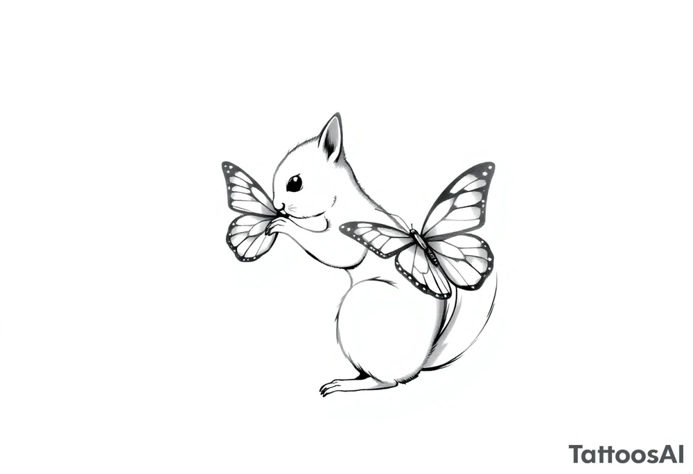 Squirrel kissing butterfly tattoo idea