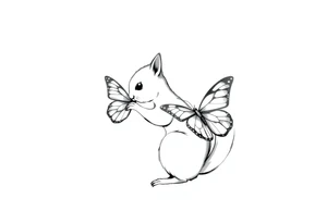 Squirrel kissing butterfly tattoo idea