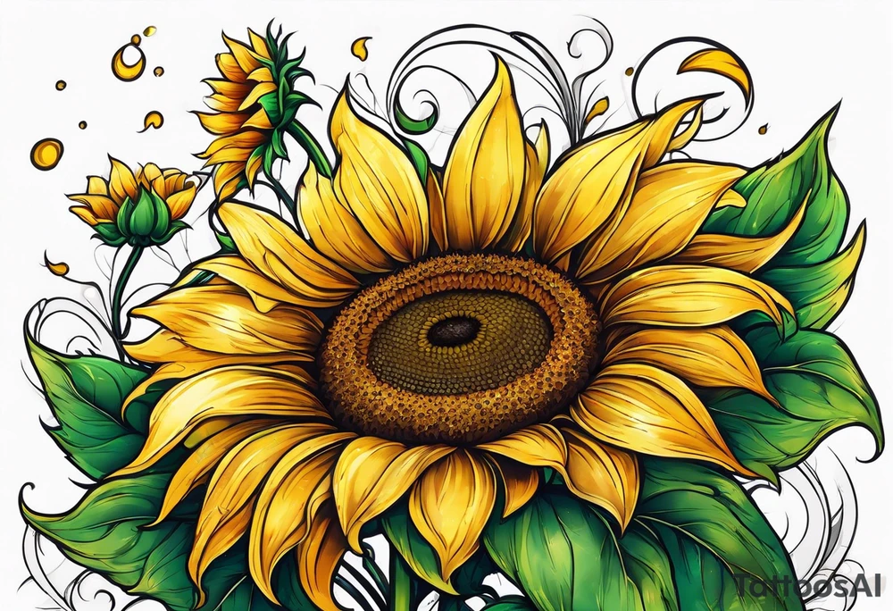 Sunflower corner tattoo idea