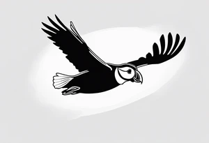 a flying puffin without background (only black and white)
 - forarm Tattoo tattoo idea