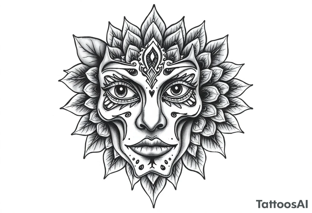 clack face and mandala tattoo idea