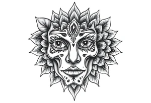 clack face and mandala tattoo idea