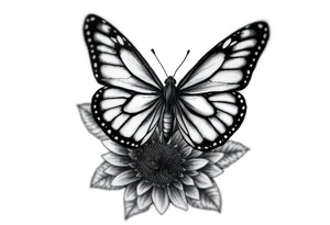 The central focus is a large butterfly with intricate wing patterns, which appears to be a monarch butterfly. It is resting on a sunflower, with its wings spread open.With the name Shari  in it tattoo idea