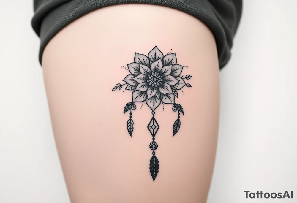 Flower dreamcatcher tattoo idea