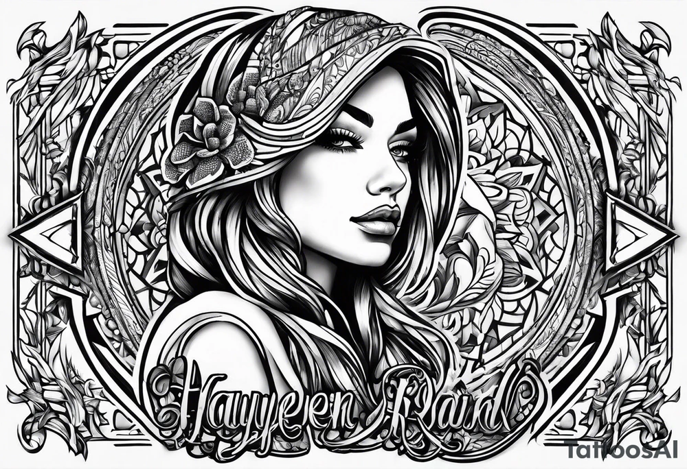 The name Hayden for my right hand with a unique design around it tattoo idea