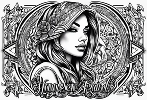 The name Hayden for my right hand with a unique design around it tattoo idea