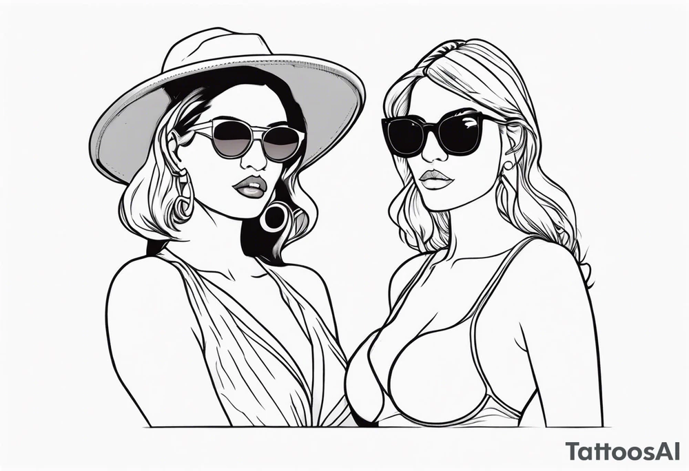 woman with big titts and a capricorn with sunglasses tattoo idea