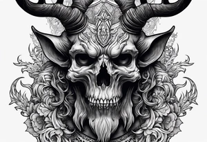 creepy demon with deer skull tattoo idea