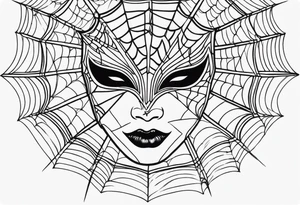 masquerade face with spider webs tattoo idea