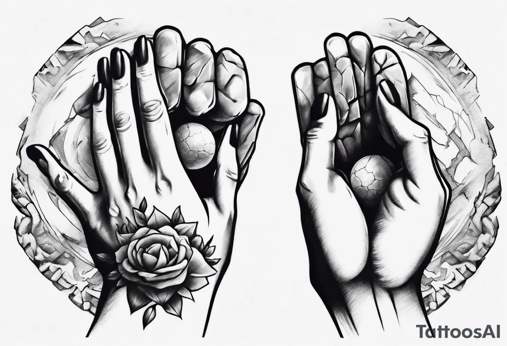Stone with two hands shaking on it tattoo idea