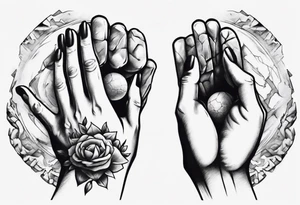 Stone with two hands shaking on it tattoo idea