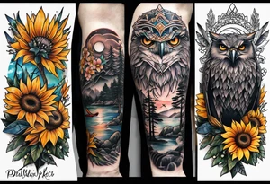 Small inside arm tattoo. Black kite (Daya's name), nature (trees/flowers), rock/metal vibe, sunflower. tattoo idea