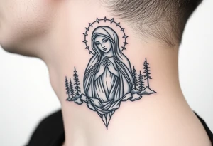 virgin mary in a russian wilderness setting tattoo idea