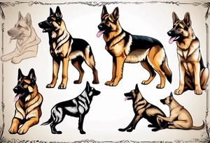 German shepherd puppy side profile tattoo idea