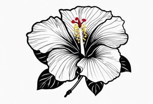 hibiscus flower with the word amor as the stem tattoo idea