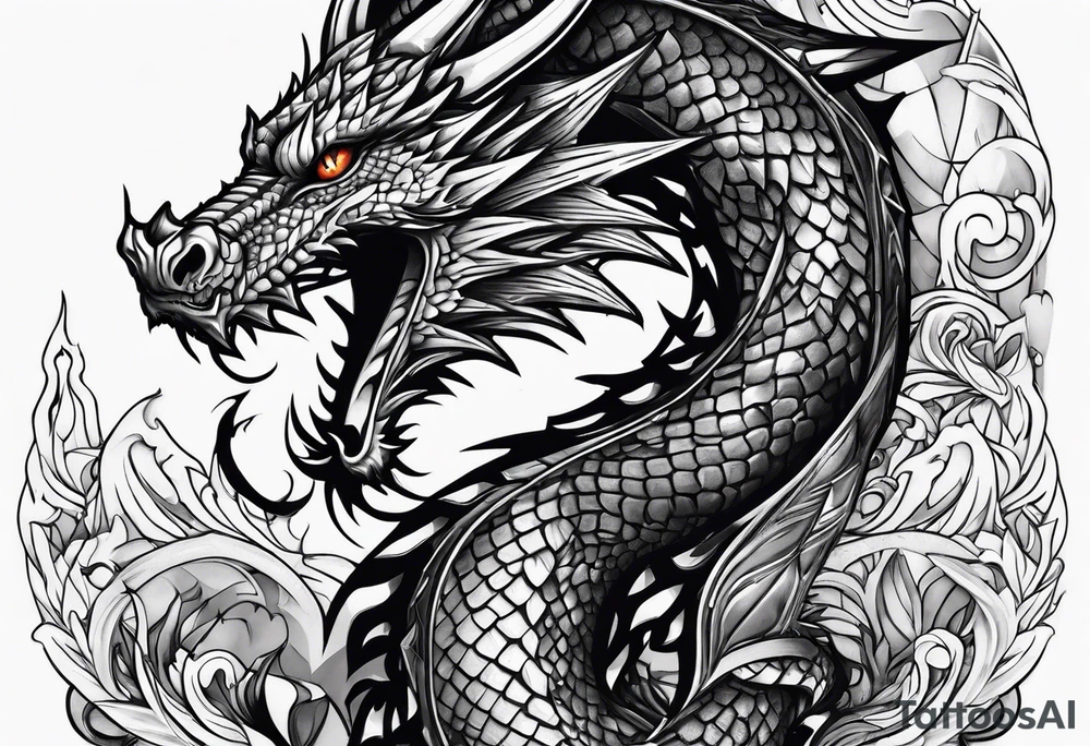 dragon wraps around dagger tattoo idea