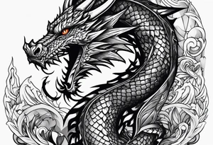 dragon wraps around dagger tattoo idea