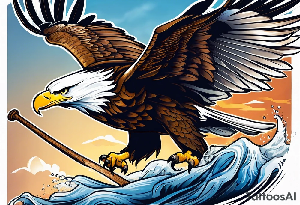 eagle flying holding an oar tattoo idea