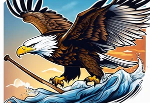 eagle flying holding an oar tattoo idea