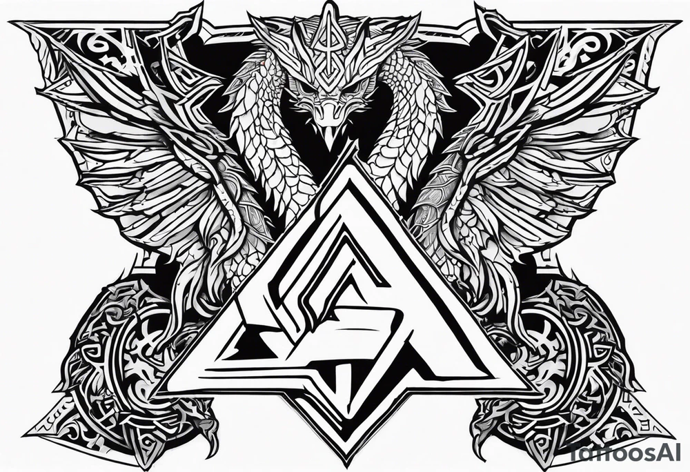 Valhalla sword shield dragon valknut tattoo idea
