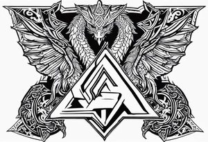 Valhalla sword shield dragon valknut tattoo idea