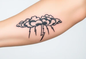 Black storm clouds with rain & lightning bolts tattoo idea
