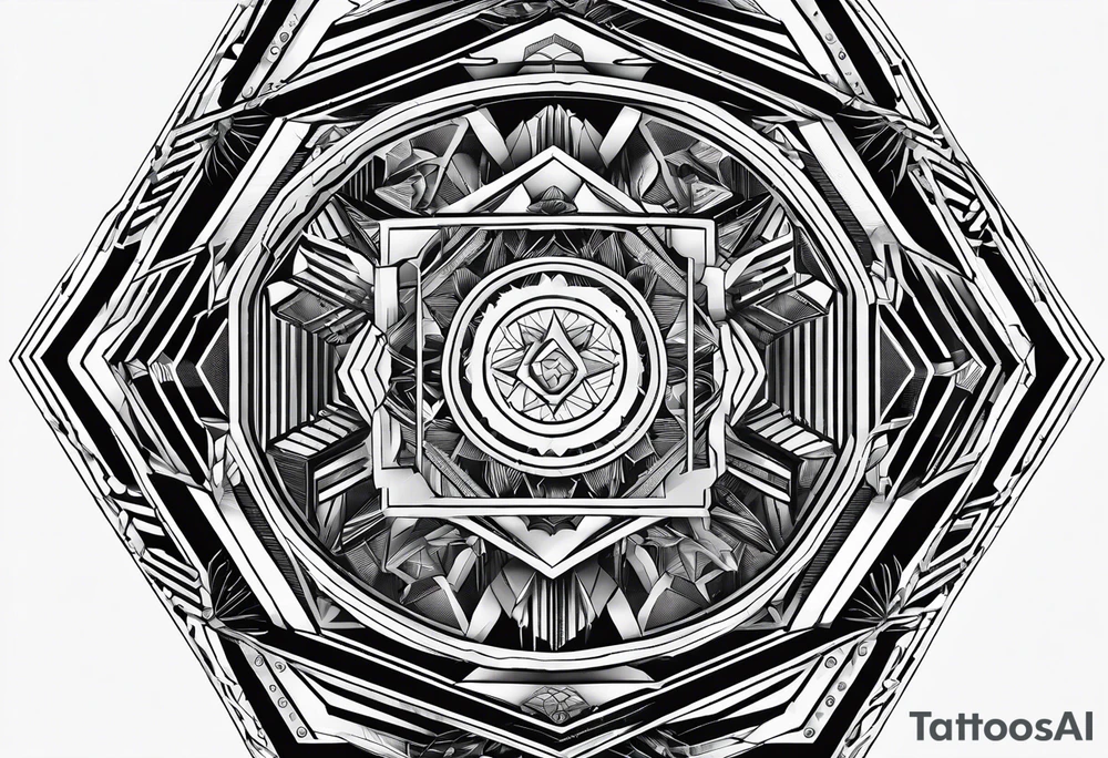 black hexagon computer parts tattoo idea