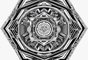 black hexagon computer parts tattoo idea